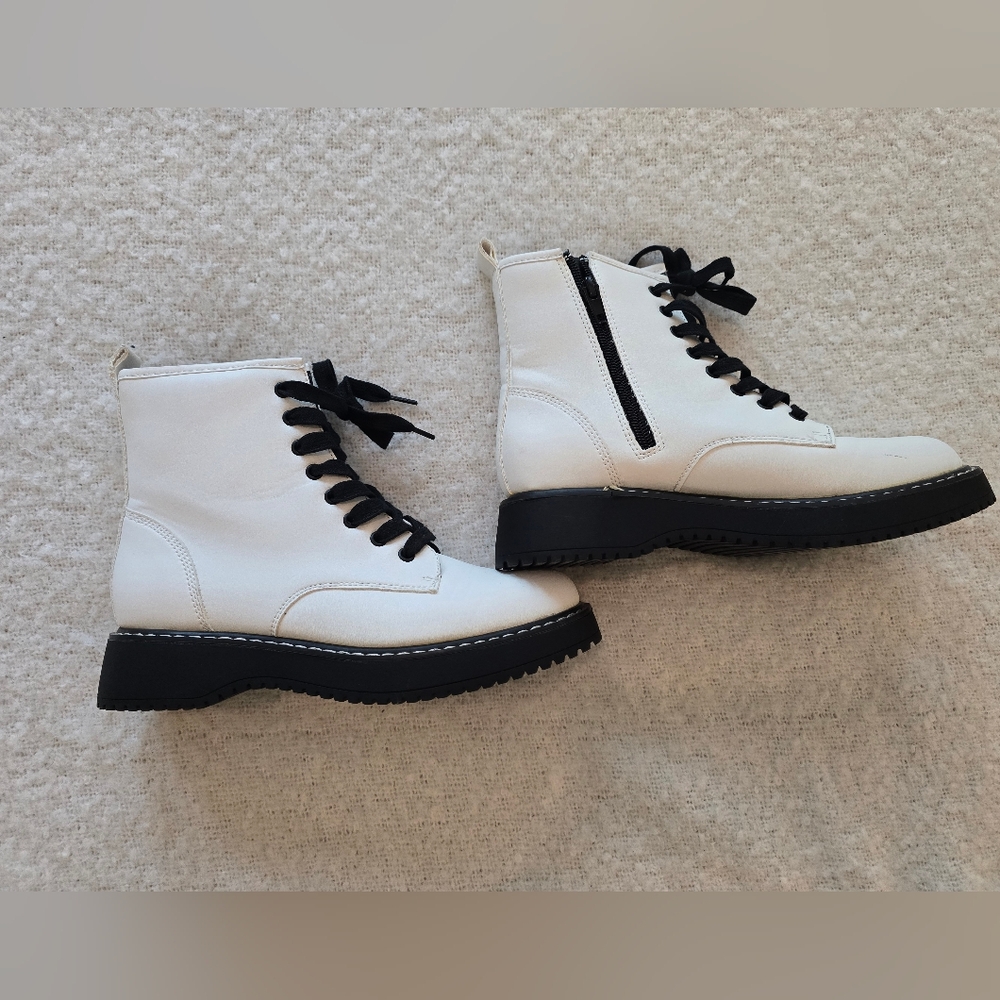 Stylish Madden Girl White Lace-Up Ankle Boots